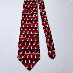 Barbara Blank Mens Holiday Snowman Silk Necktie OS Red Christmas Winter Festive